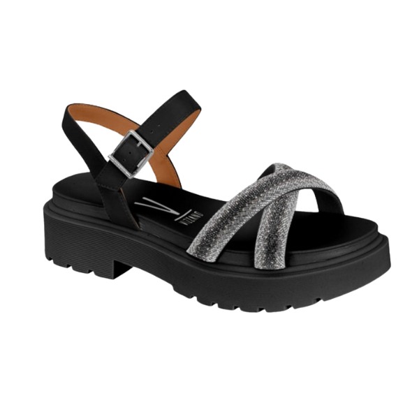Sandália  Flat Vizzano Tratorada com  Strass